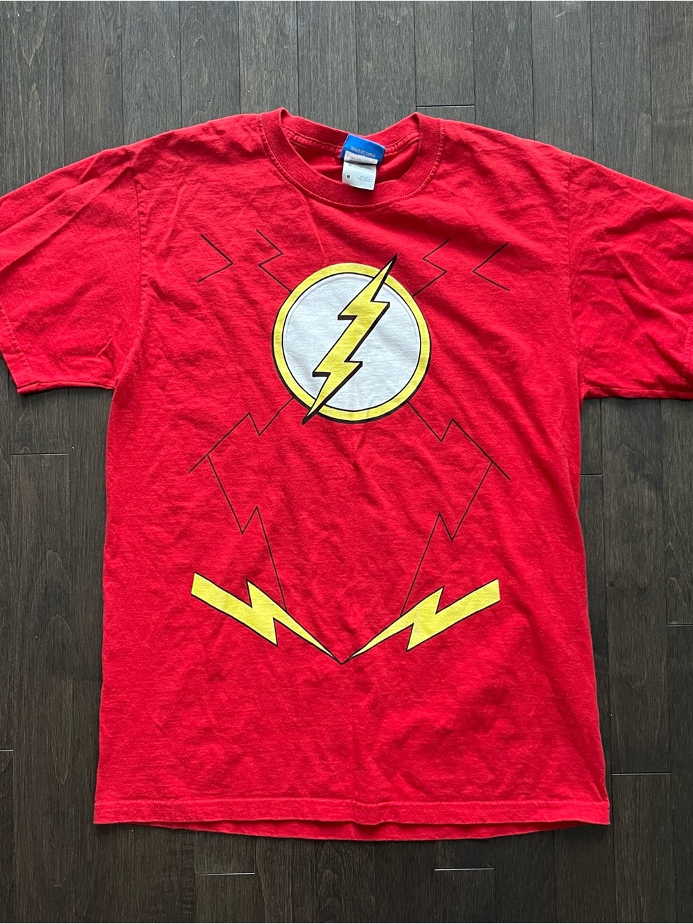 Vintage 2000s Justice League Flash Red Graphic Lightning Bolt Men's T-Shirt